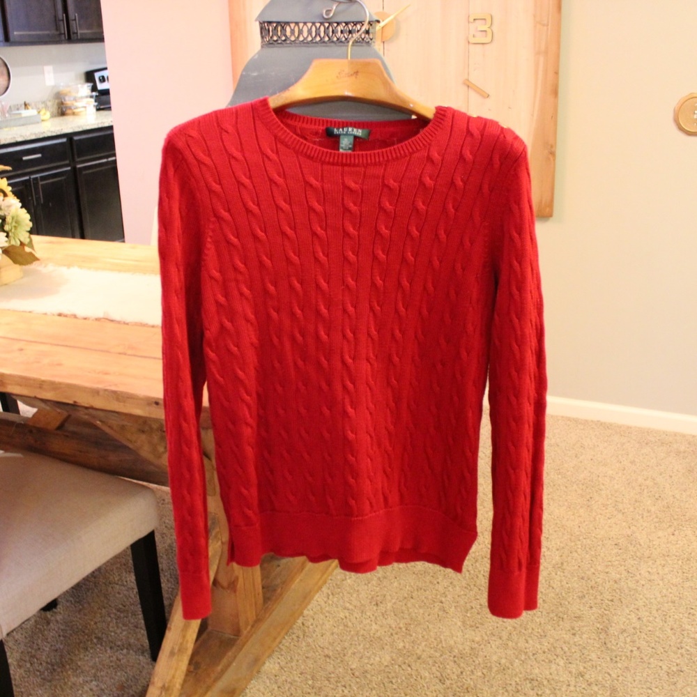 Ralph Lauren XL Womens Cable Knit Crew Neck Sweate